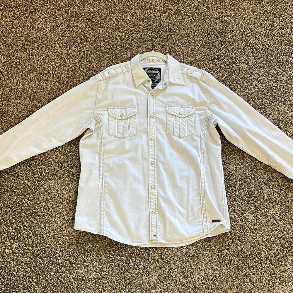 Buckle Black White Long Sleeve Button-Up Shirt